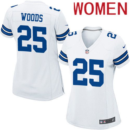 Women Dallas Cowboys #25 Xavier Woods Nike White Team Game NFL Jersey->women nfl jersey->Women Jersey